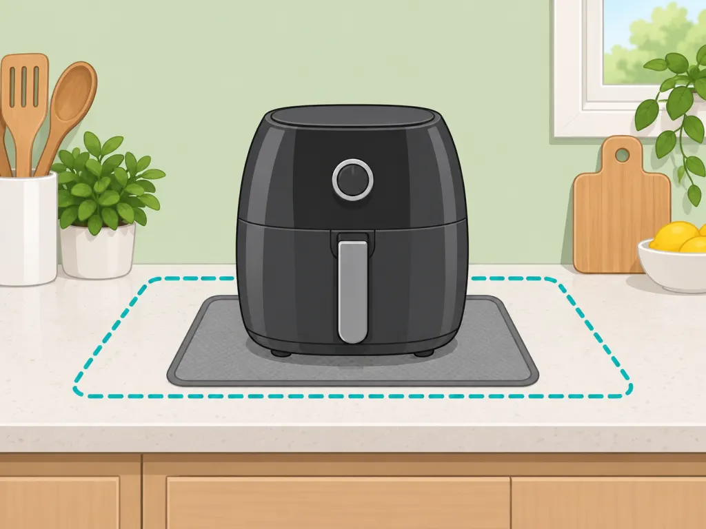 Air fryer placed on a stable heat-resistant counter.