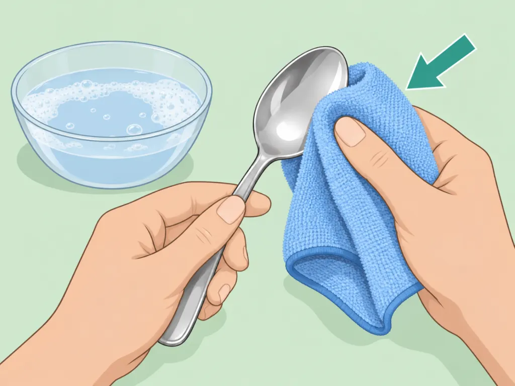 Hands removing dust and grime from silver with a soft cloth.