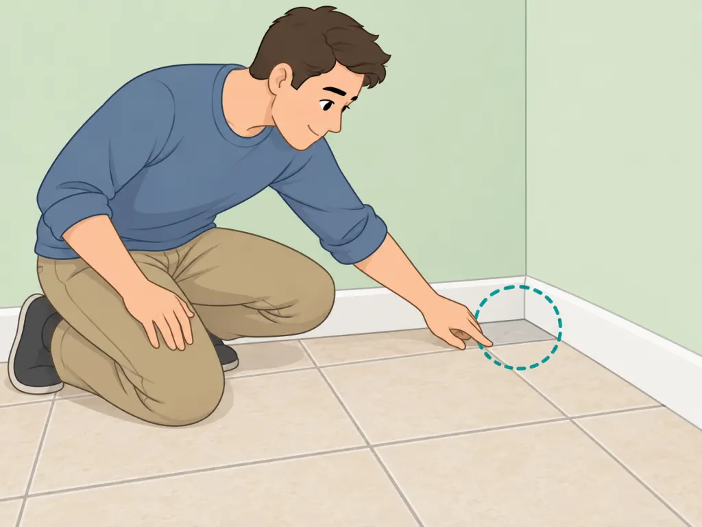 Person checking a hidden area of tile before cleaning.
