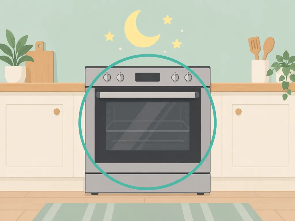 A closed oven left to sit overnight with a paste inside.