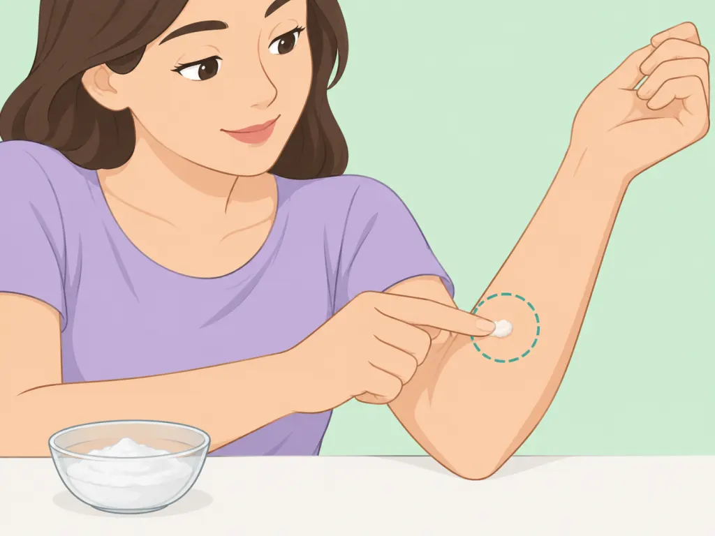 A small patch test being applied to the inner arm.