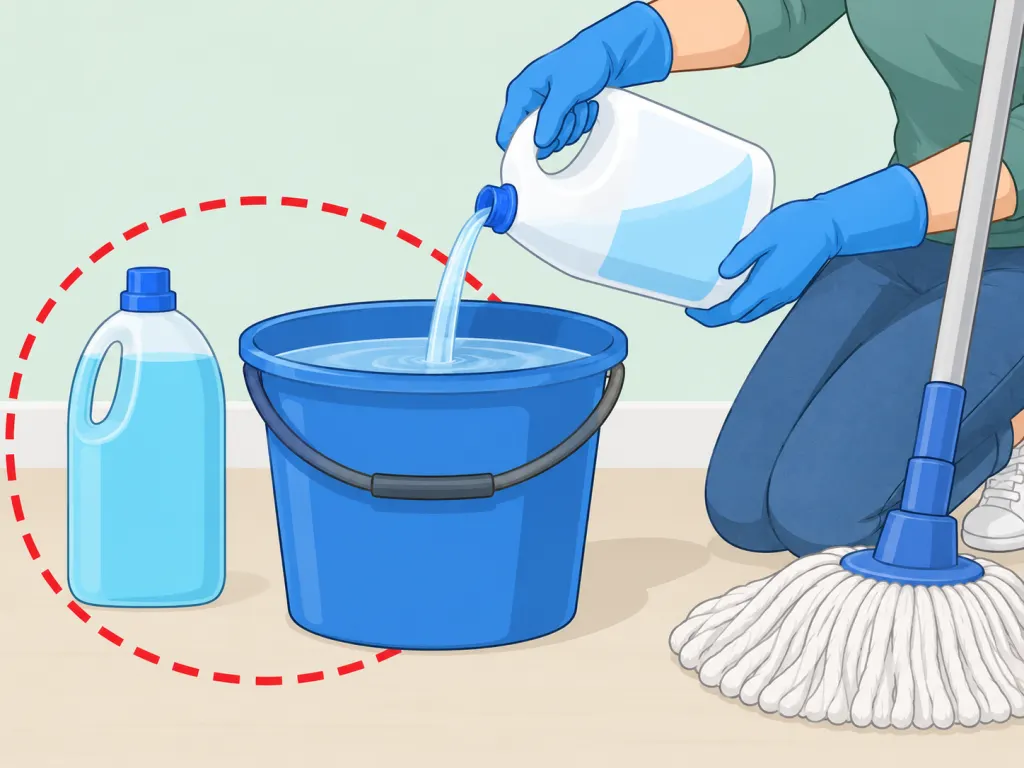 Person preparing a disinfecting bucket for a clean mop head.