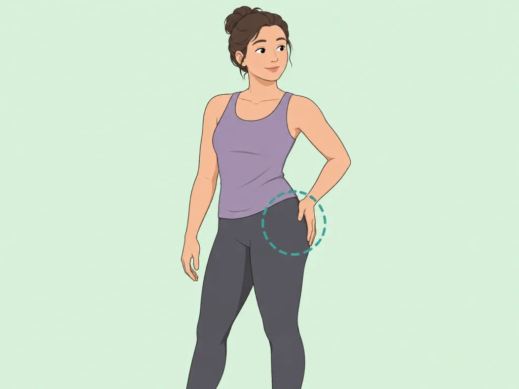 Person checking the hip and buttock area before stretching.