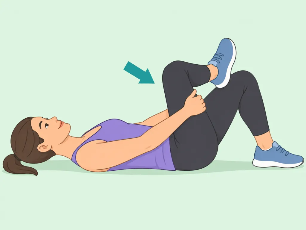Person doing a lying figure-four piriformis stretch.