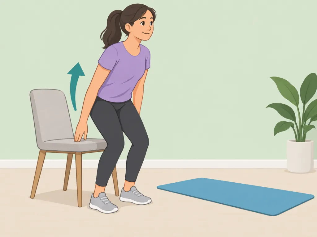 Person standing from a chair to break up long sitting.