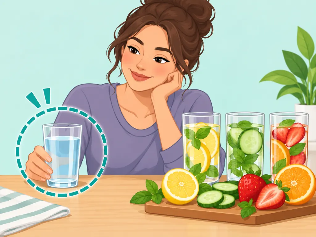 Person choosing plain water with fruit slices for flavor.