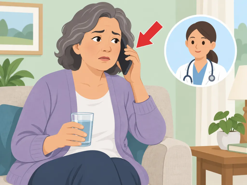 Person contacting medical help for concerning dehydration signs.
