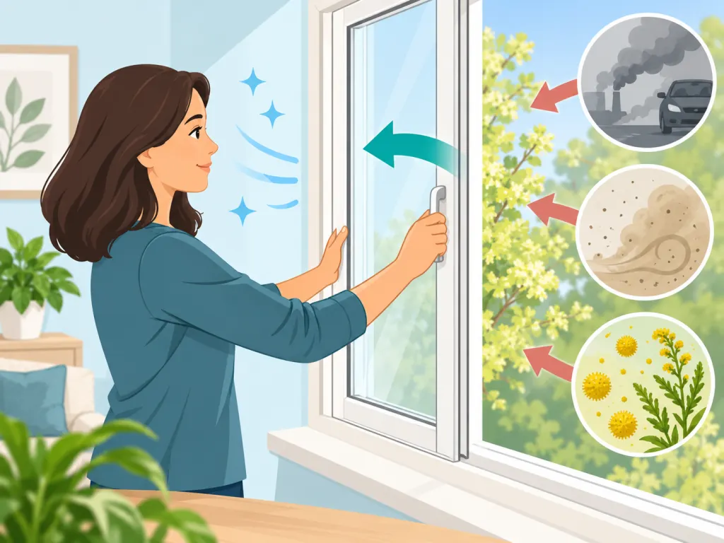Person reducing allergy and irritant triggers indoors.