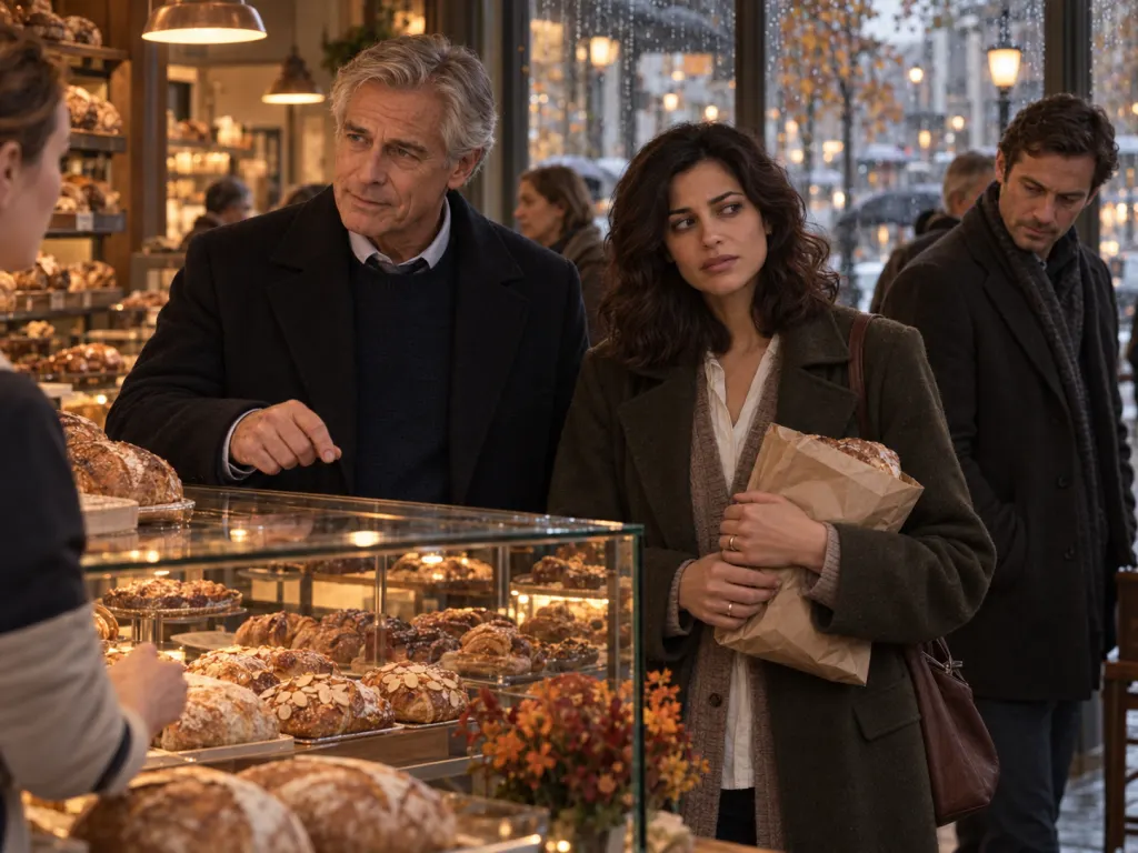 The wife notices a stranger judging her wedding ring in a bakery line.