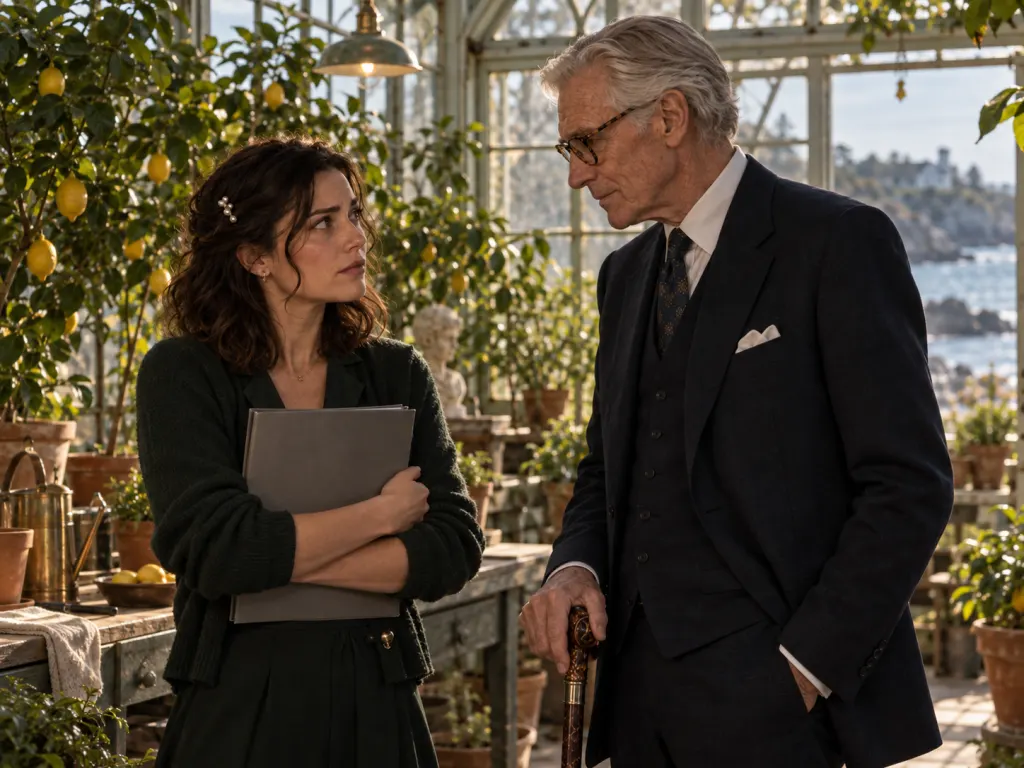 Mara confronts Elias in the greenhouse about the family agreement.