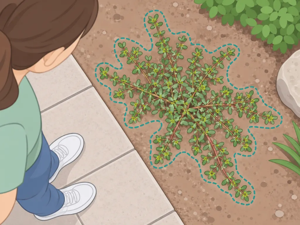 A low spreading plant being checked for its growth habit.