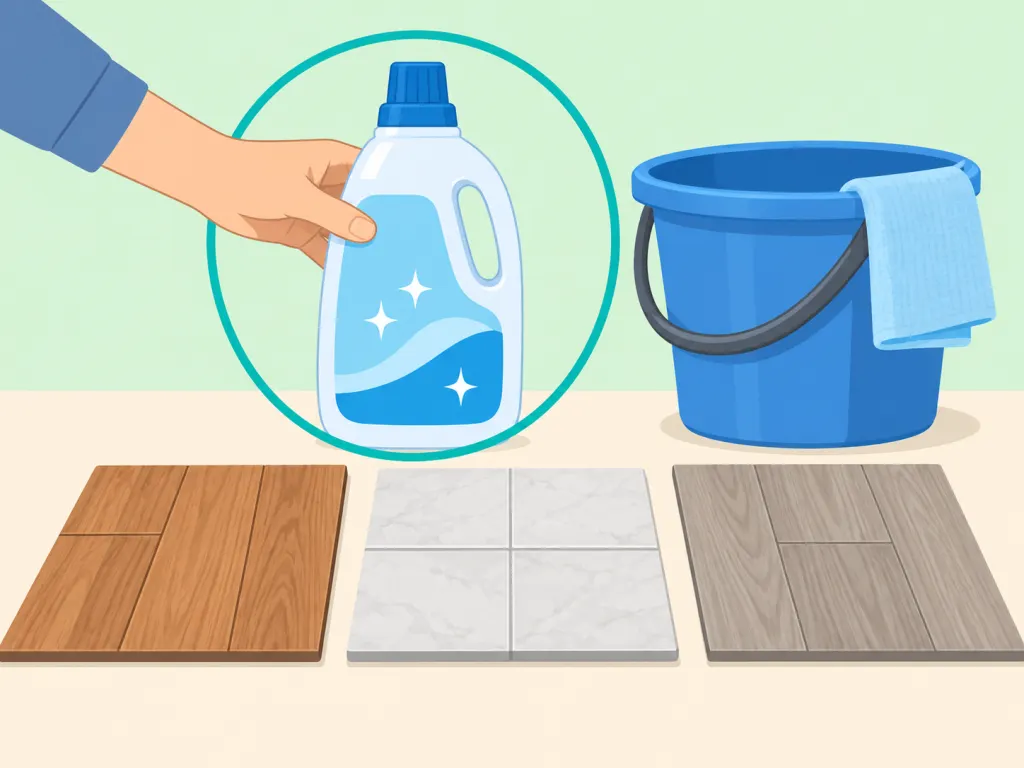 Choosing a mild cleaner suited to the floor before mopping.