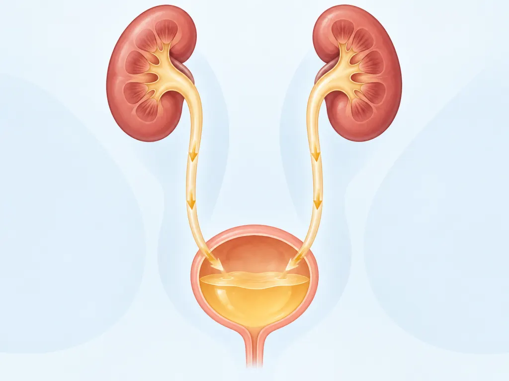 Simple non-graphic illustration of kidneys and the urinary tract.
