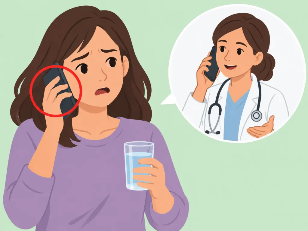 Person contacting a health professional after severe symptoms.