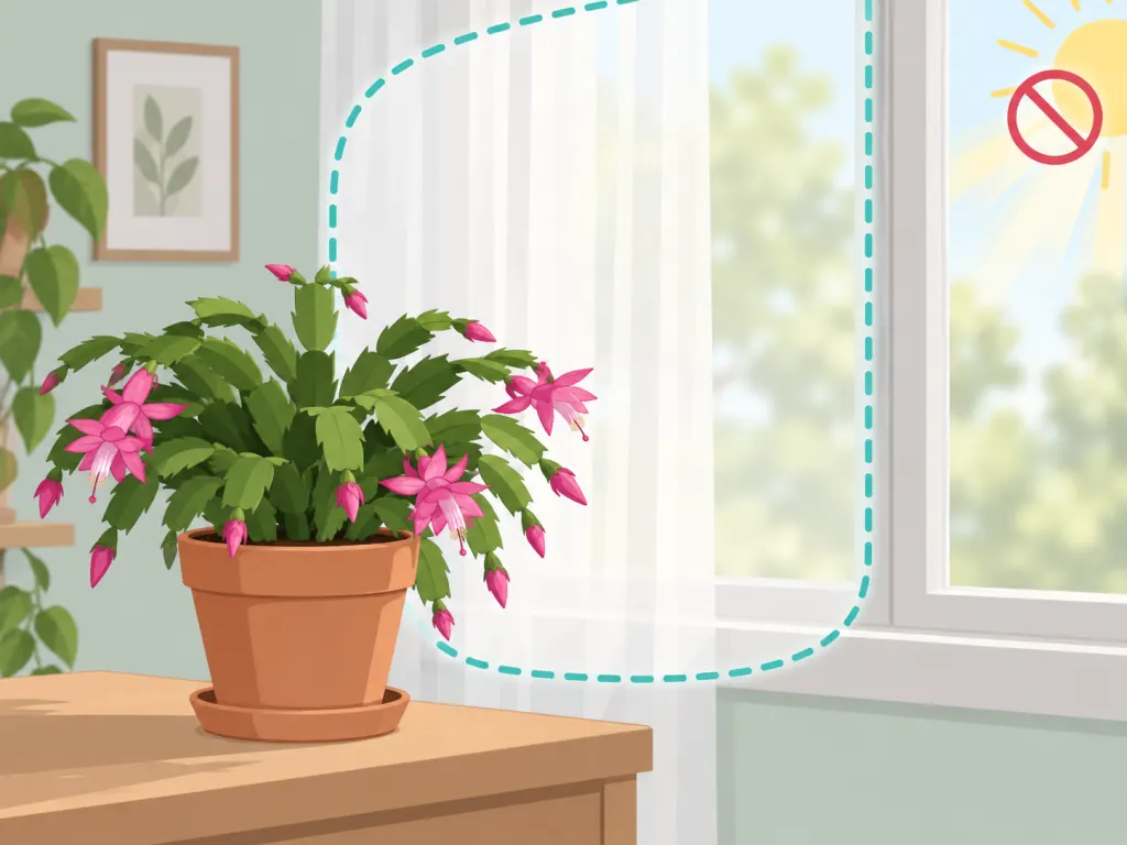 A Christmas cactus placed in bright indirect light near a window.