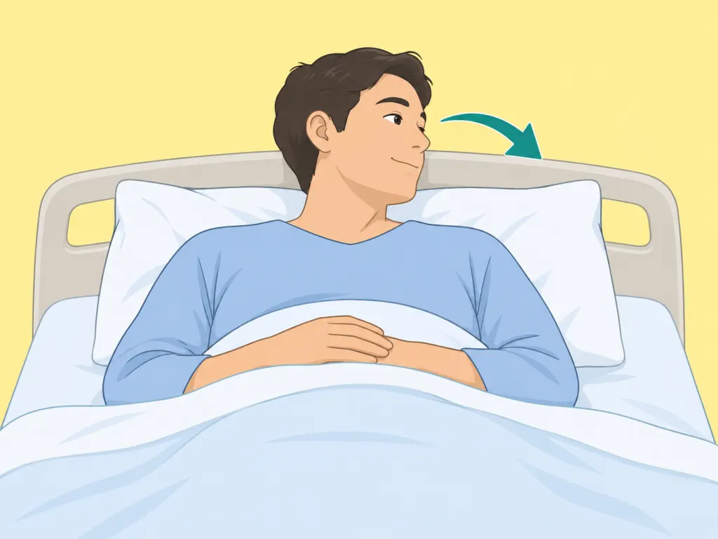 Person moving through clinician-taught head positions on a bed.