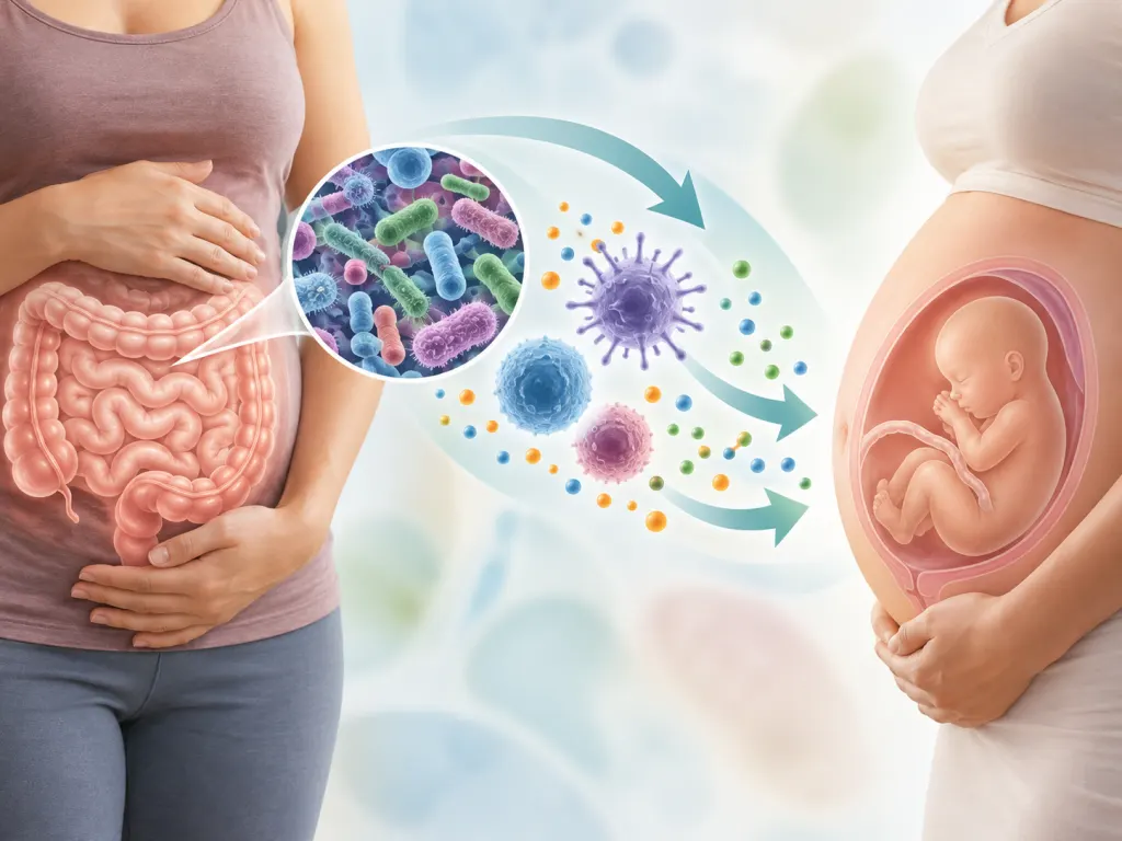 Illustration of possible microbiome and immune signaling pathways during development.