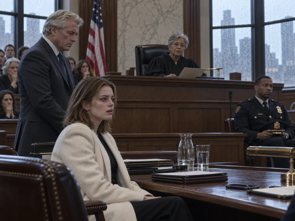 The judge delivers the maximum sentence as Lila and her father absorb it.