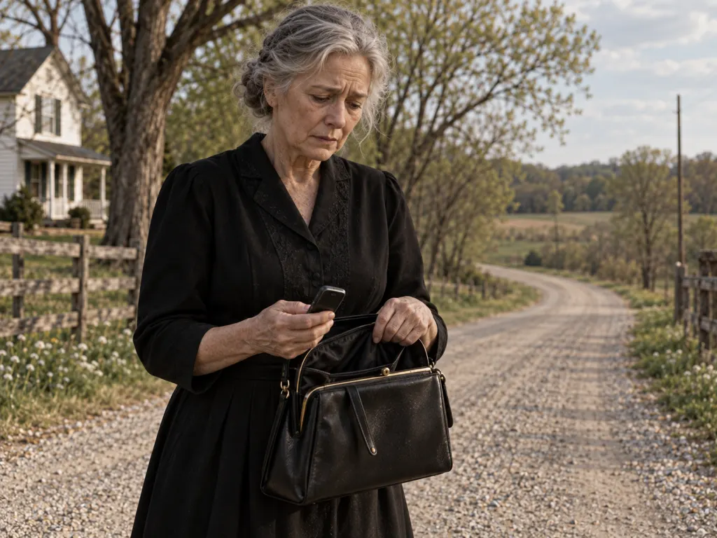 Naomi finds a hidden phone in her purse on the roadside.