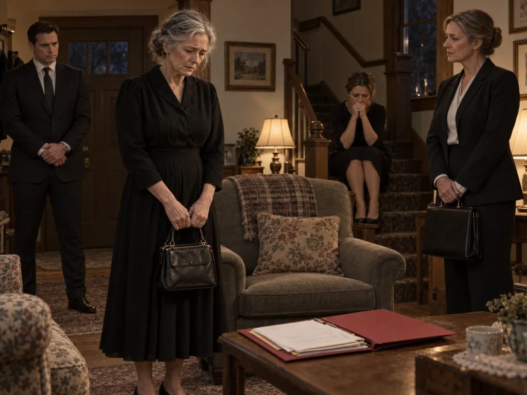 Naomi reveals the red folder in her living room as her children react.