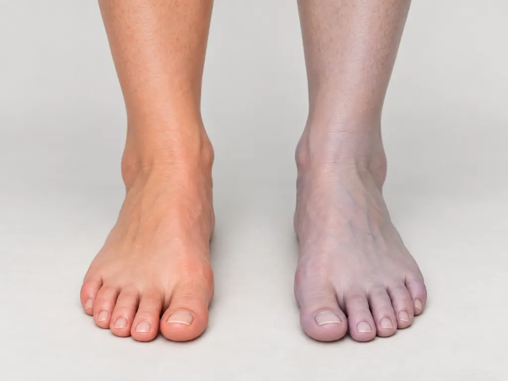 Illustration of two feet showing a calm comparison of warmth and color differences.