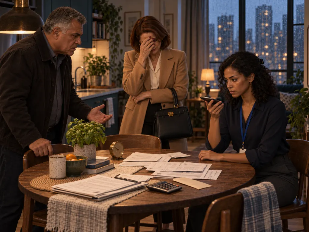 Mara takes her grandmother’s speakerphone call during the confrontation.