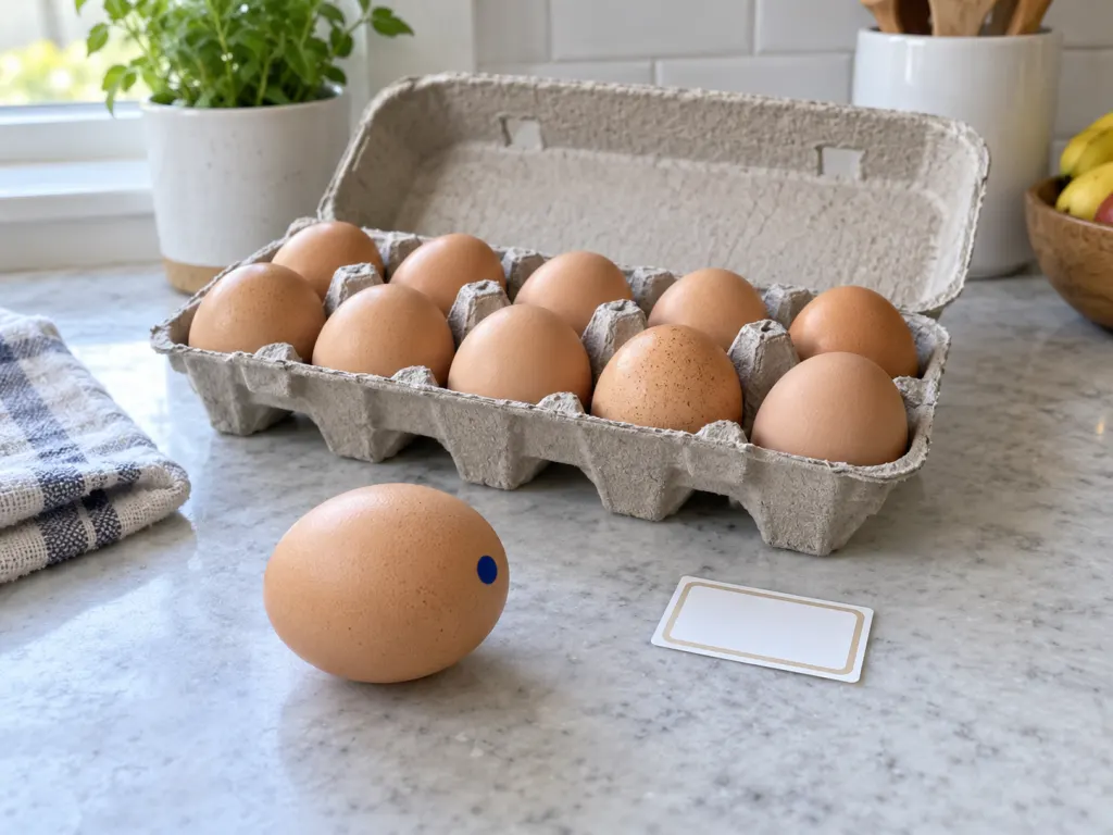 A carton of eggs on a counter with one egg set apart to show preparation before cooking.