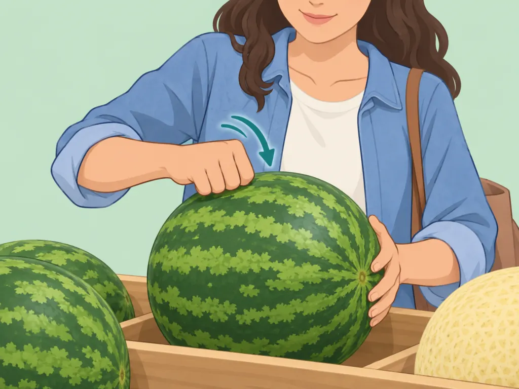 A shopper using the thump test as a final check on a watermelon.