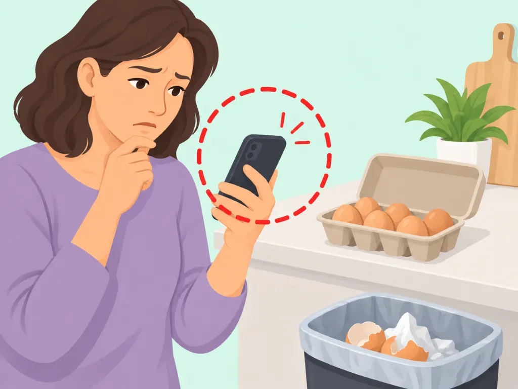 A person calling for medical advice after eating questionable eggs.