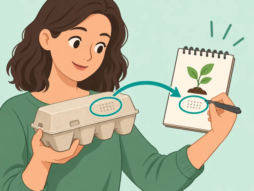 A person saving the plant code from an egg carton.