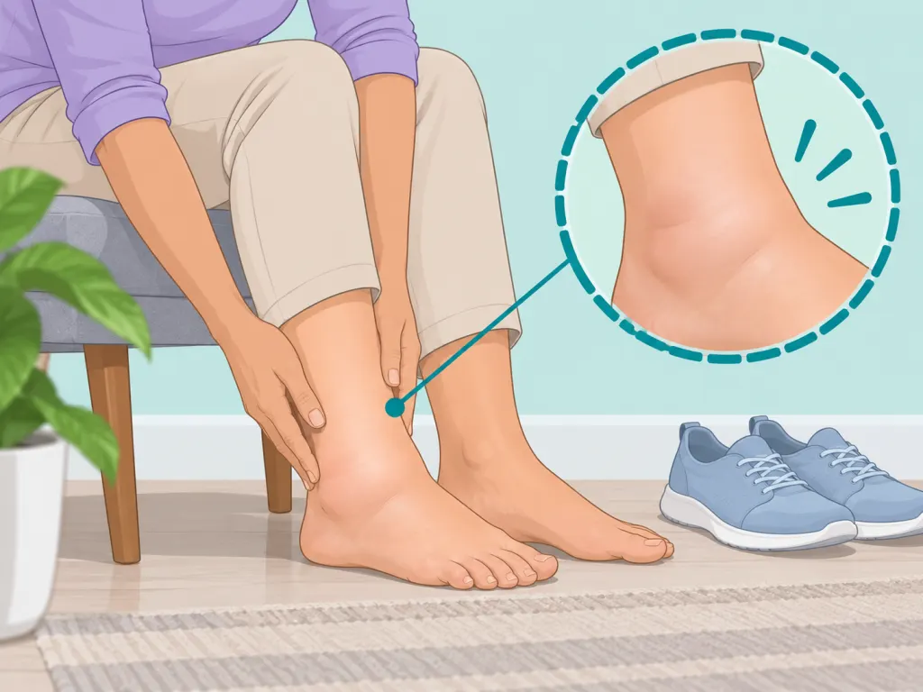 Person checking ankles and feet for swelling.