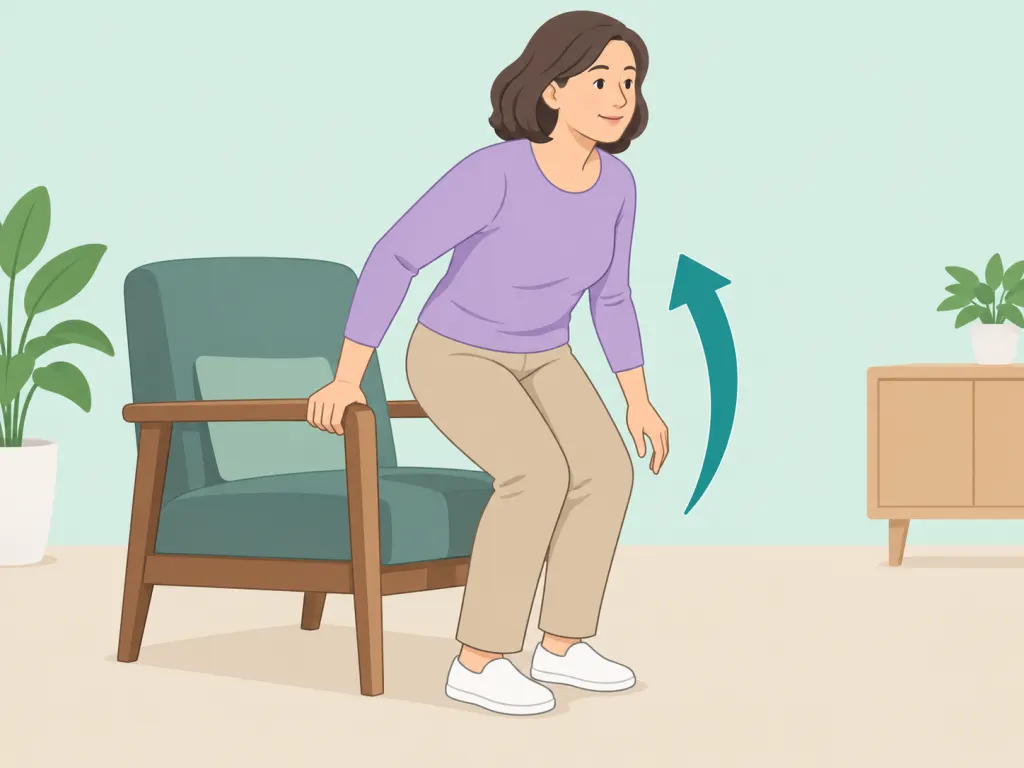 Person standing up slowly to reduce dizziness.