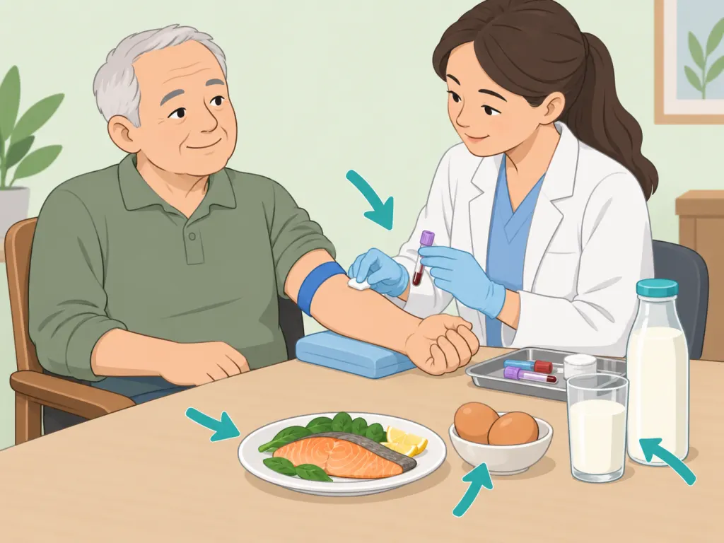 Older adult asking about blood tests and nutrition-related causes.