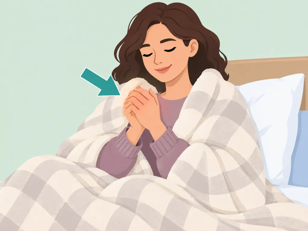 Person checking cold hands and sleep changes.