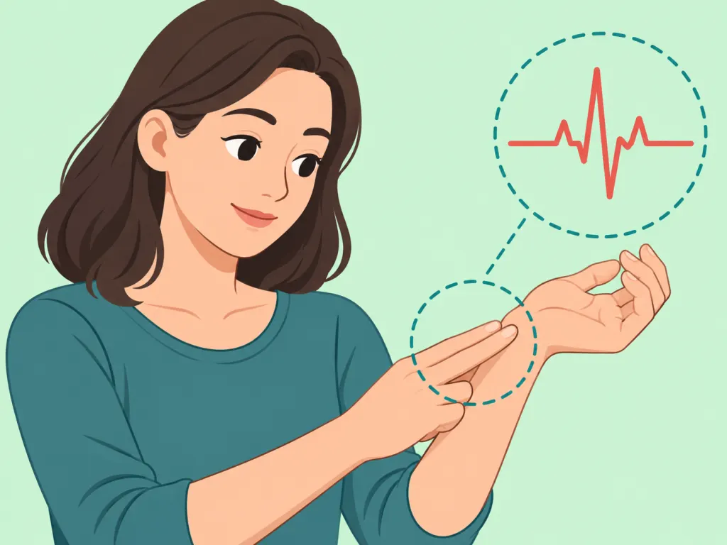 Illustration of a person checking their heartbeat at the wrist.