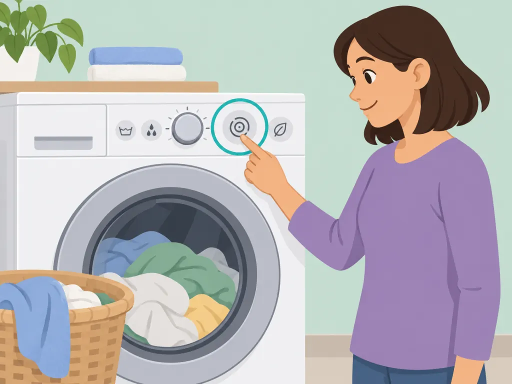 Person using an extra spin cycle before hanging laundry indoors.