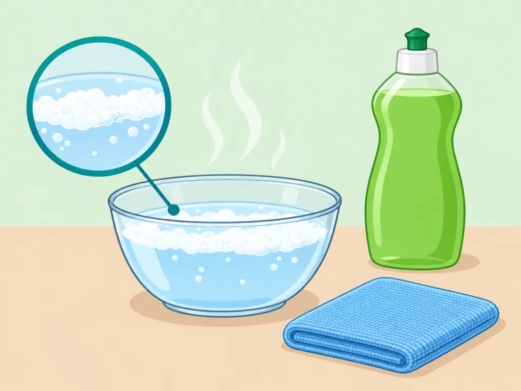 Mild soap solution and cloth prepared for cleaning a switch plate.