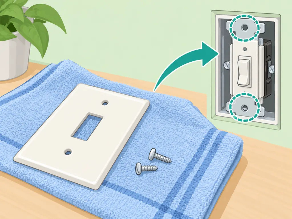 Clean switch plate drying completely on a towel before being reinstalled.