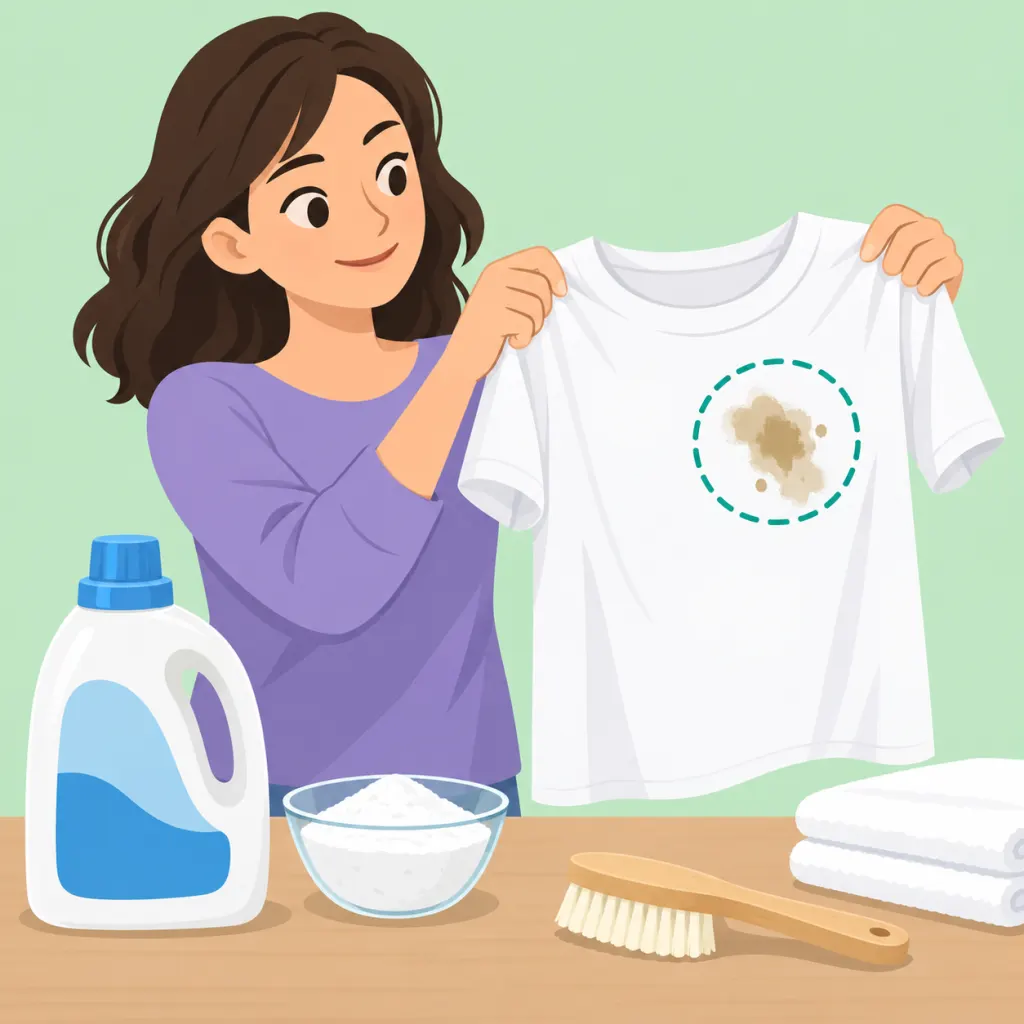 Illustration of a person preparing to remove a grease stain from a shirt.