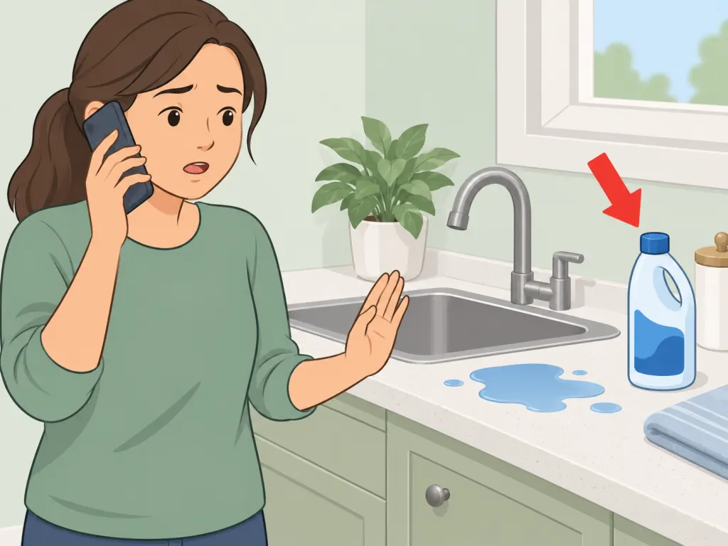 A person seeking help after an accidental cleaning product exposure.