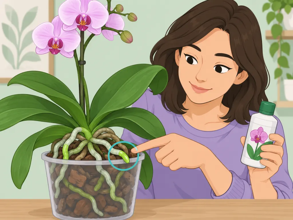 Person waiting for new orchid growth before feeding.