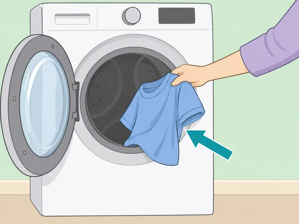 Bleach-damaged garment being washed separately in a washing machine.