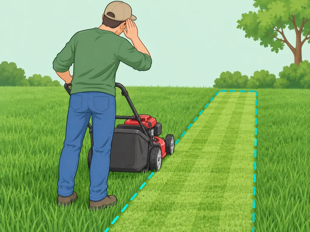 Person testing the mower on a small patch of grass after sharpening the blade.