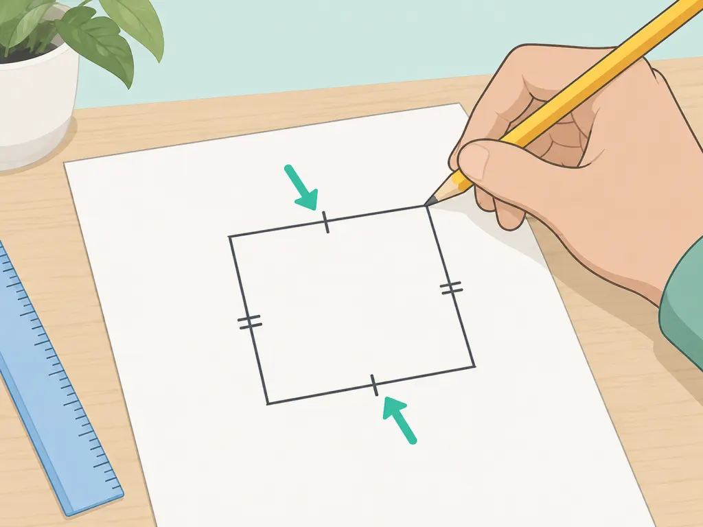 Hand drawing a square to represent the square area formula.