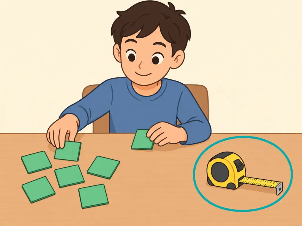 Person separating area units from length units.