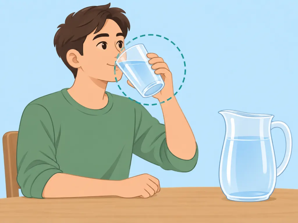 Person drinking a glass of water to stay hydrated.