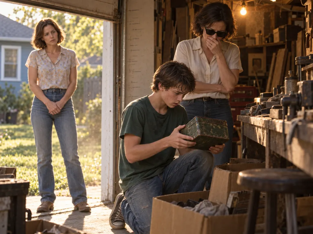 Chase finds a hidden tin in the garage while Nora reacts emotionally.