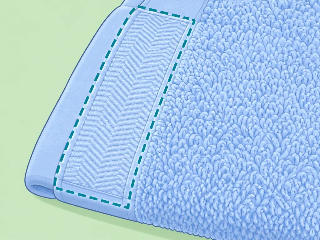 Close-up of a bath towel border shown as a woven stripe.