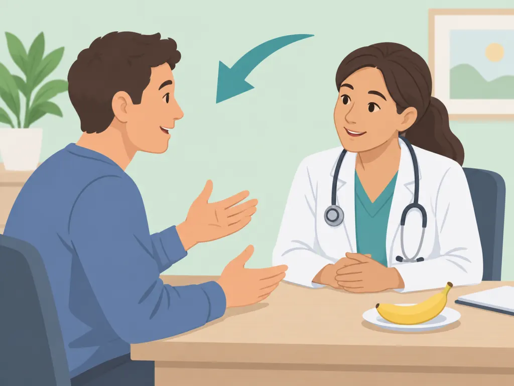 Person discussing a banana habit with a health professional.