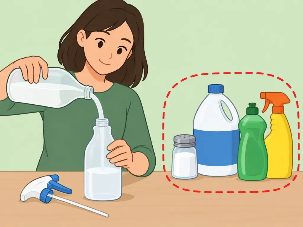 Person filling a spray bottle with plain vinegar and avoiding other additives.